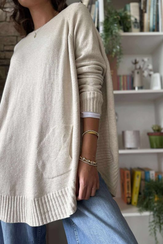 Charli Circle Knit Top Oatmeal 